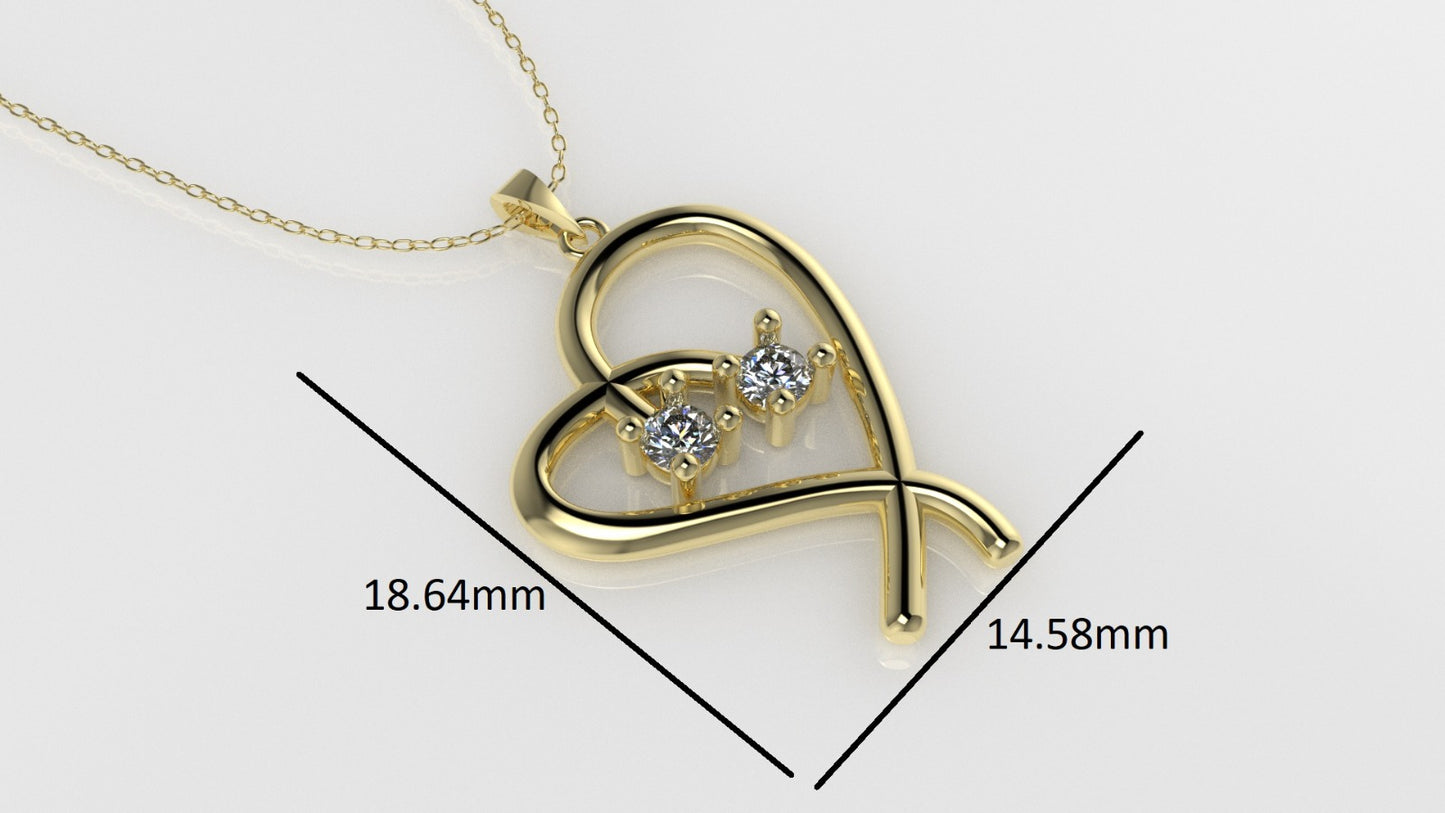 14K Pendant with 2 Diamonds VS1, "STT: Prong"