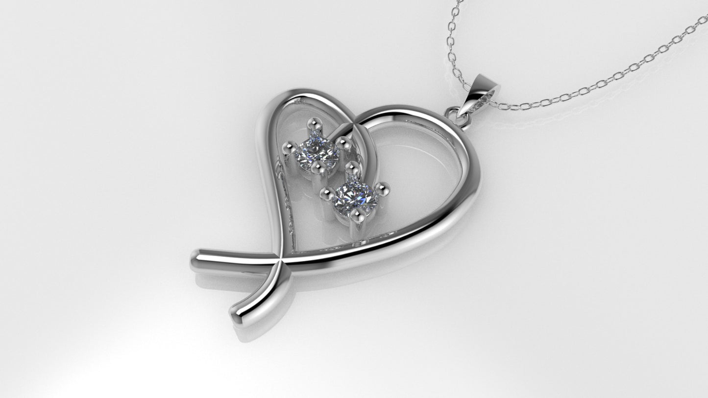 14K Pendant with 2 Diamonds VS1, "STT: Prong"