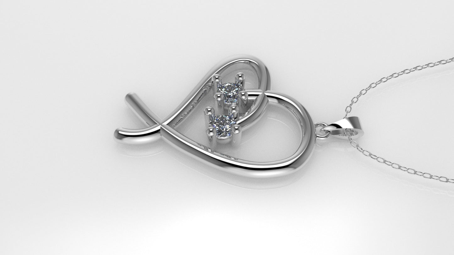 14K Pendant with 2 Diamonds VS1, "STT: Prong"