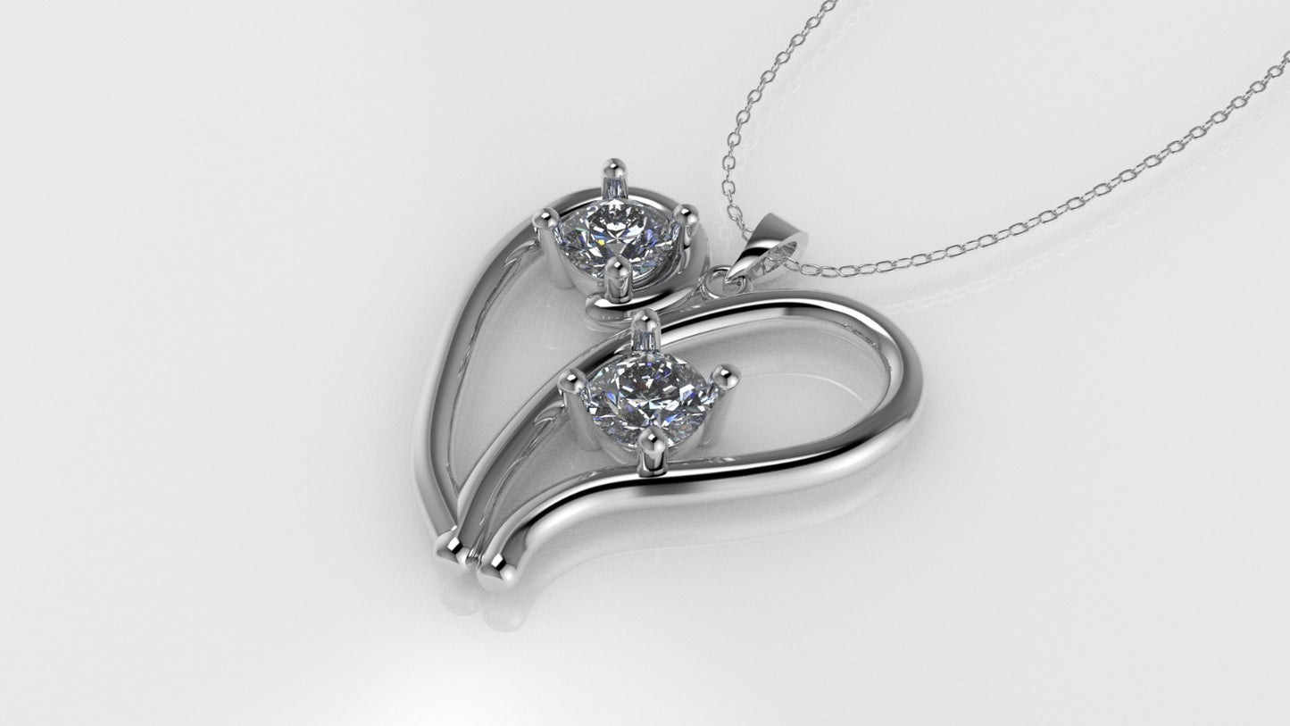 14K Gold Pendant with 2 Diamonds VS1, "STT: Prong"