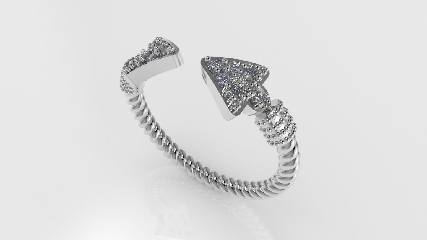 14K Gold Ring with 12 DIAMONDS 1.4mm, "FILIGREE", STT PRONG, Rope Style
