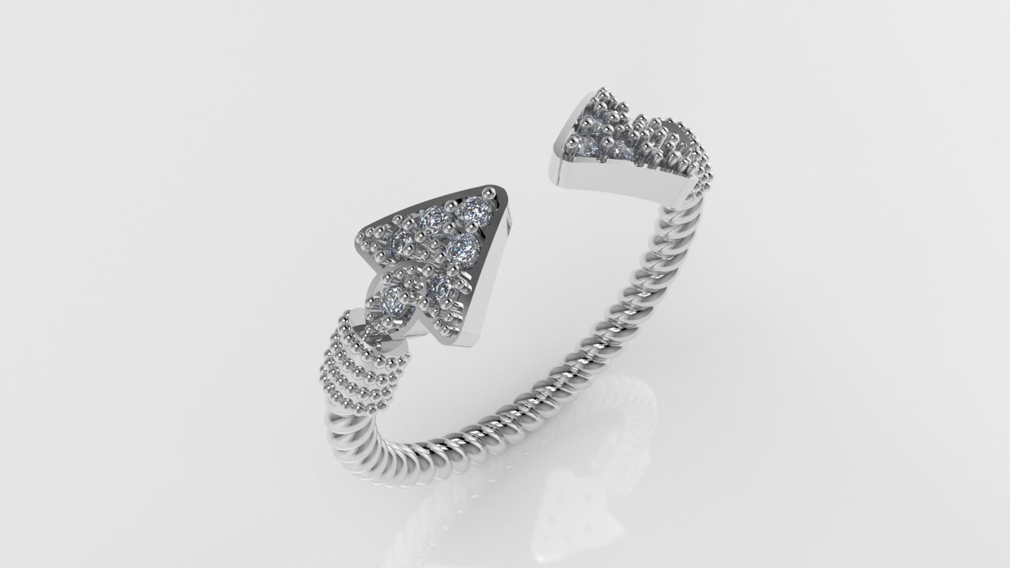 14K Gold Ring with 12 DIAMONDS 1.4mm, "FILIGREE", STT PRONG, Rope Style