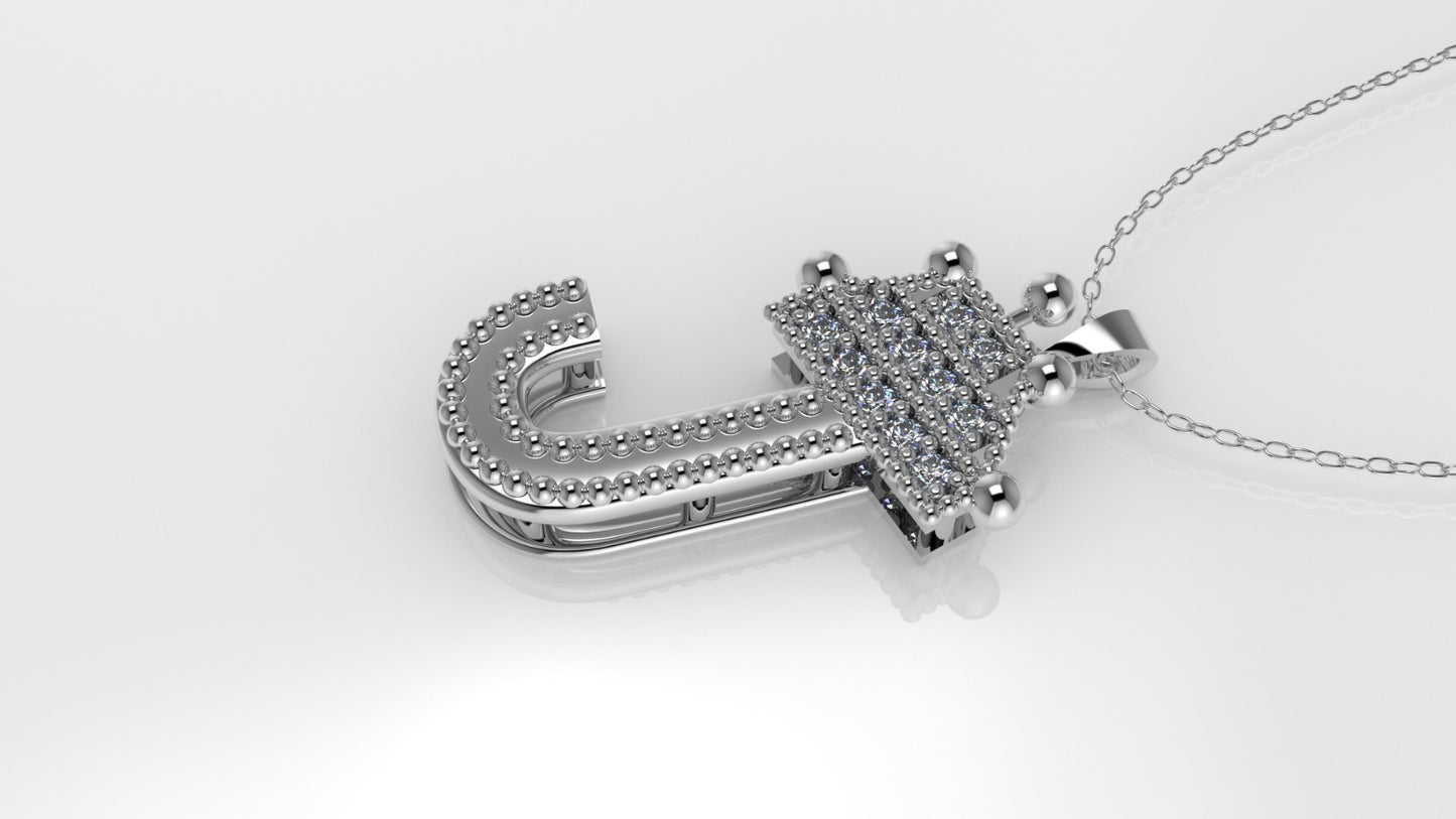 14K Pendant with 11 DIAMONDS VS1, "STT: Prong", Cut Chanel, FILIGREE