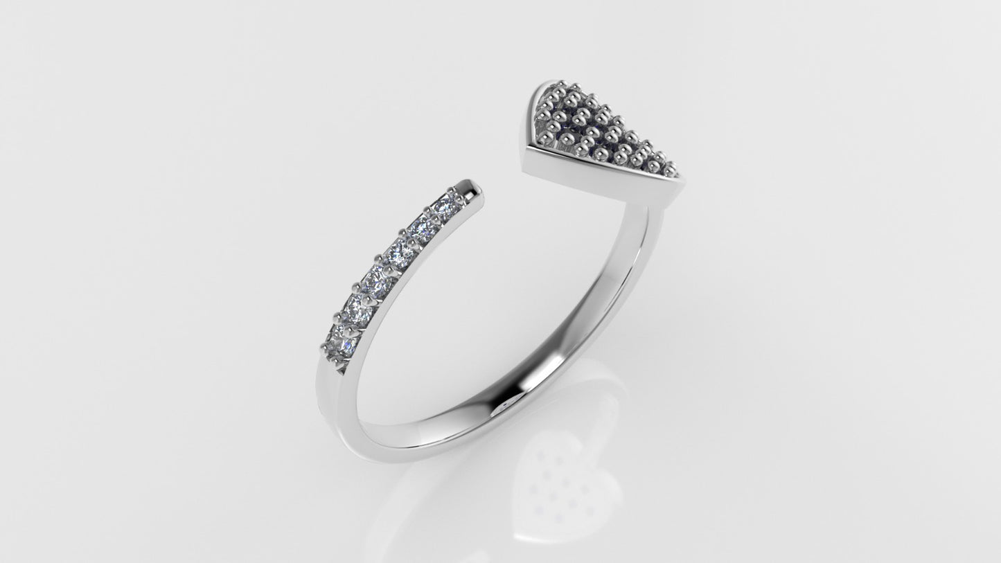 14K Ring with 11 SAPPHIRE and 6 DIAMONDS VS1, "FILIGREE", STT PRONG, Heart