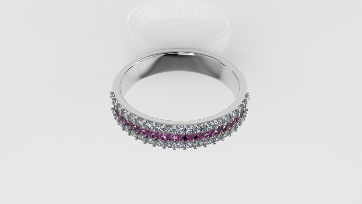 14K Ring with 55 STONES, Stt: Prong, Cut Chanel