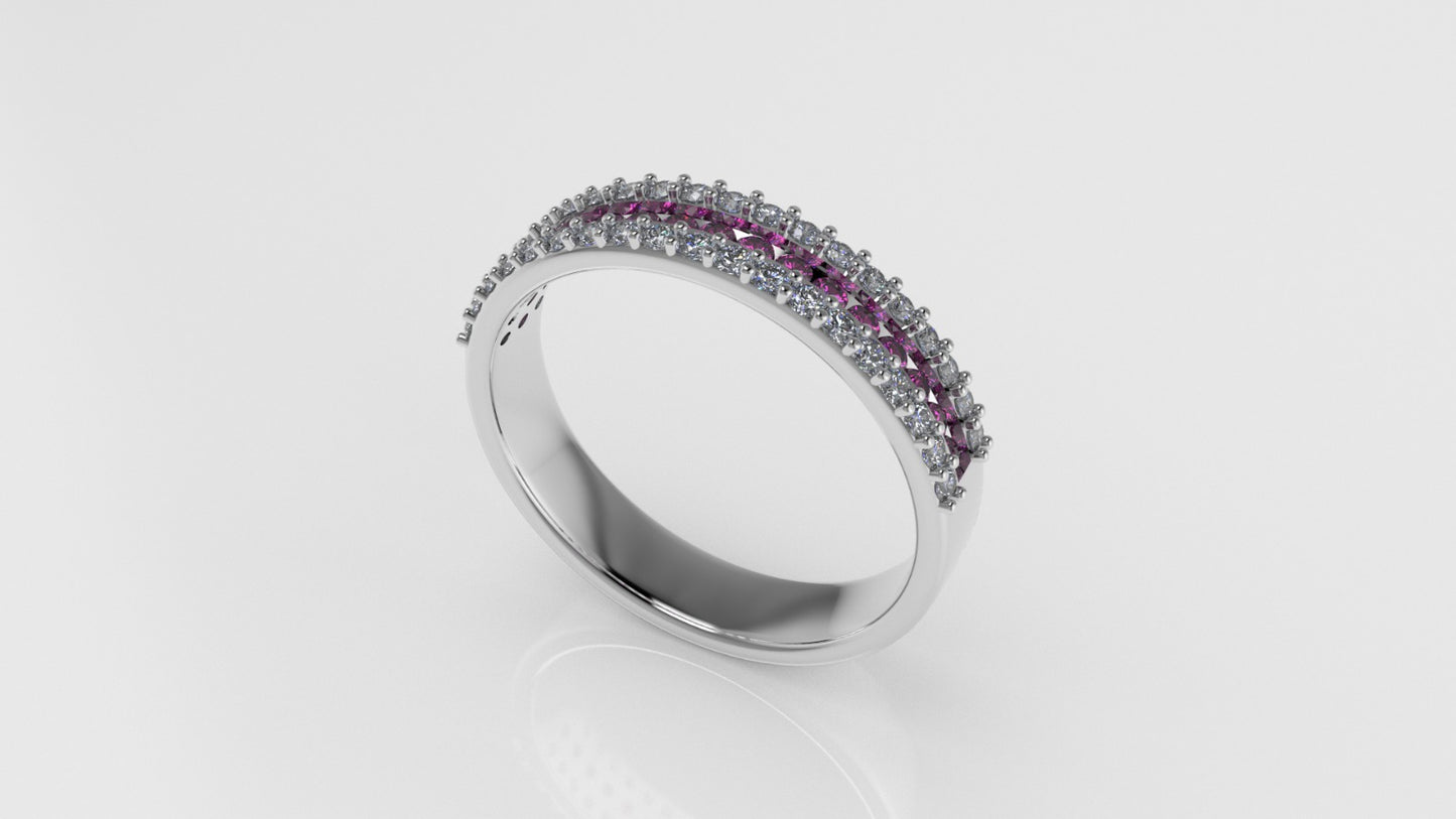14K Ring with 55 STONES, Stt: Prong, Cut Chanel