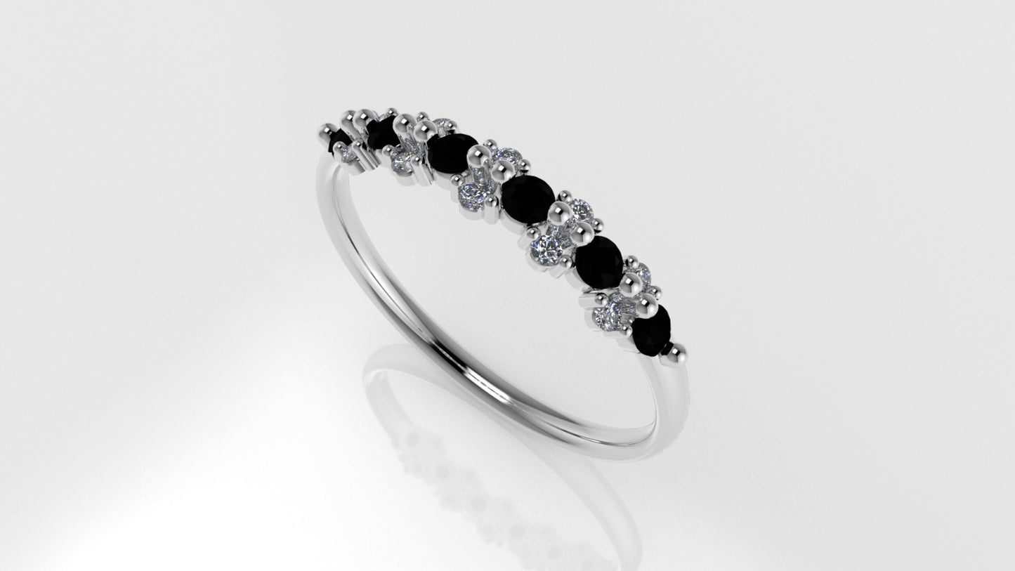 14K Ring with 16 STONES, Stt: Prong