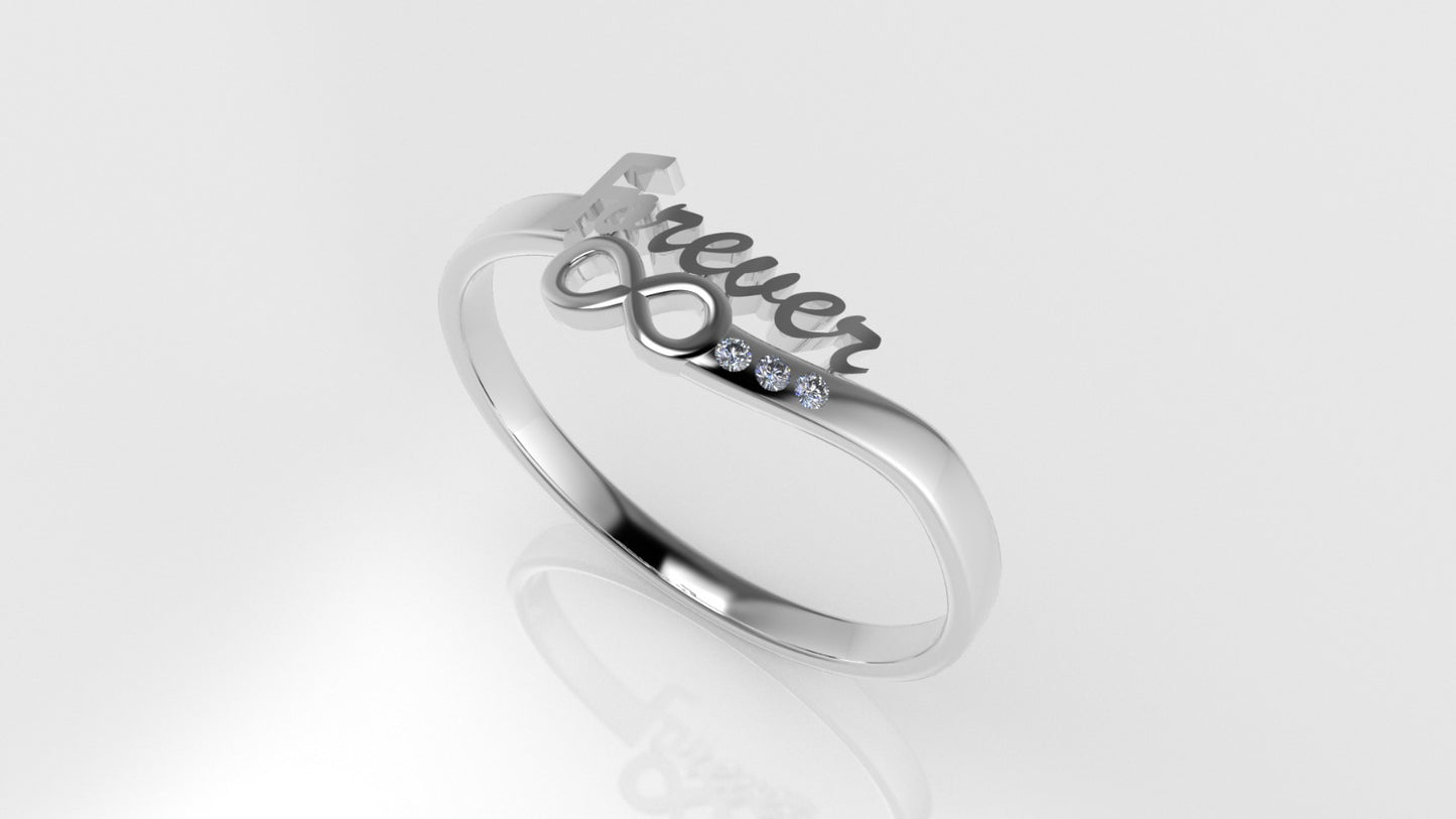 14K 'Forever' Gold Ring with Diamonds