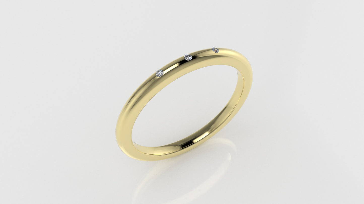 14K 3 Point Diamond Band Ring