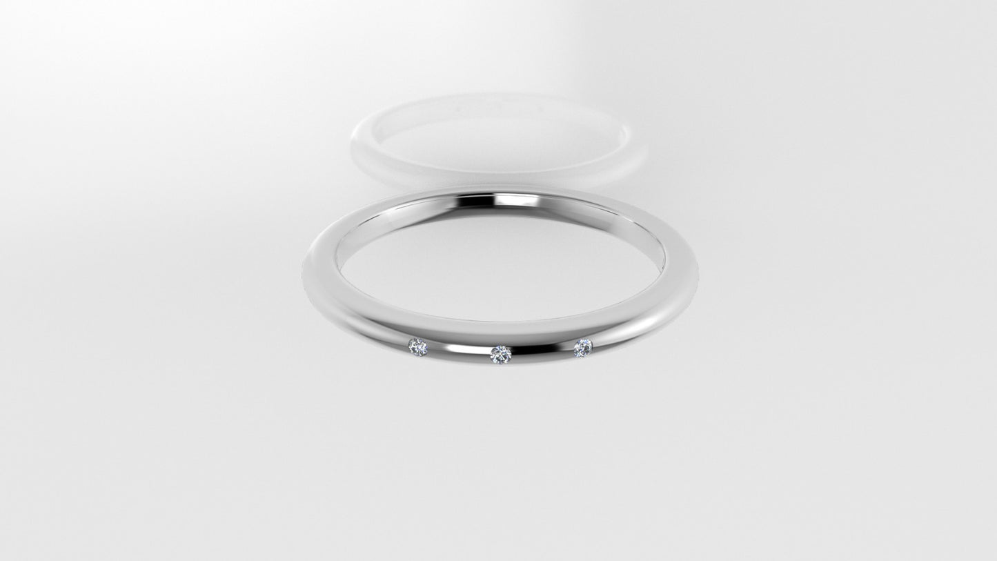 14K 3 Point Diamond Band Ring