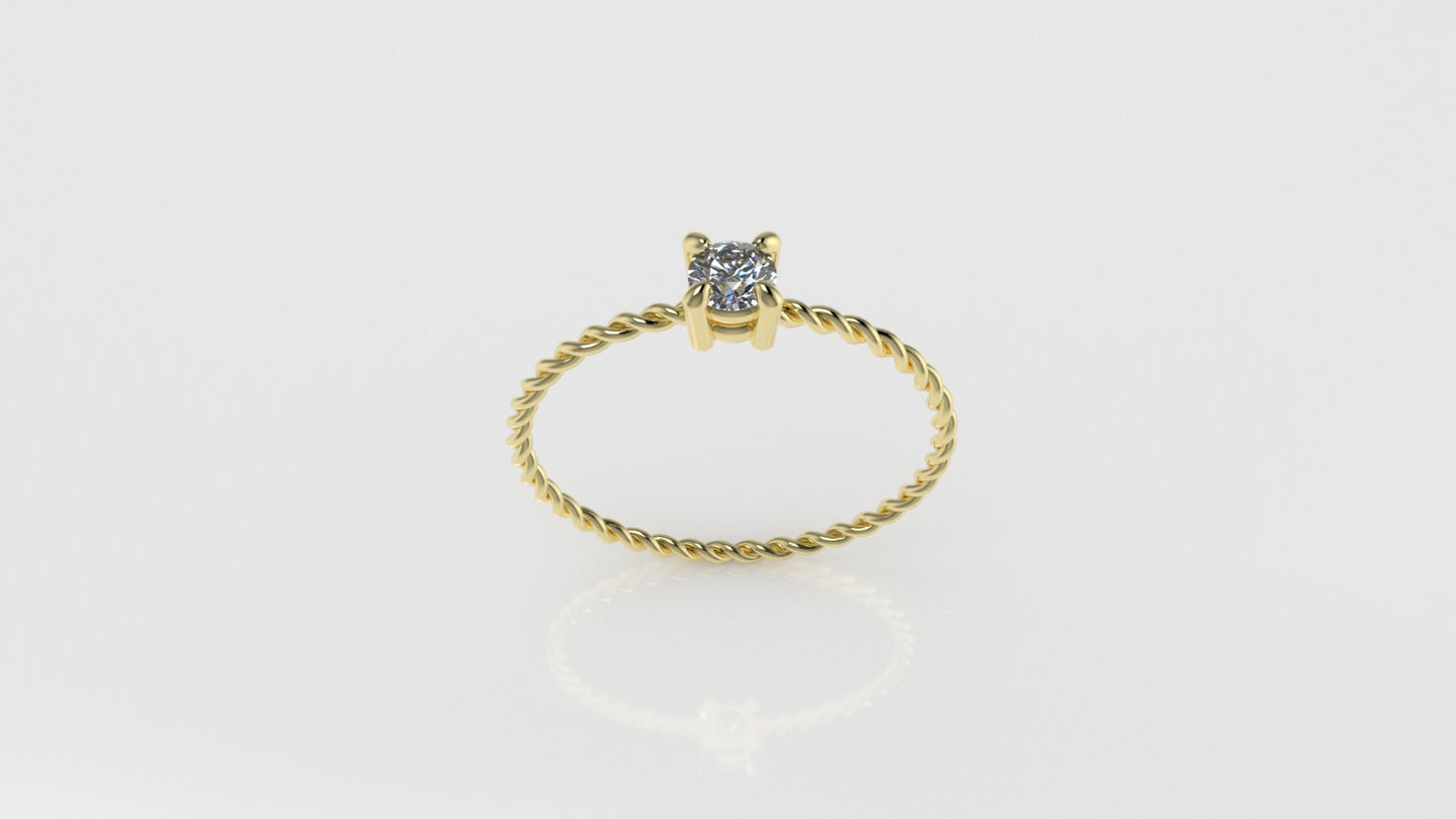14K 0.17ct. t.w. Skinny Twist Diamond Gold Ring