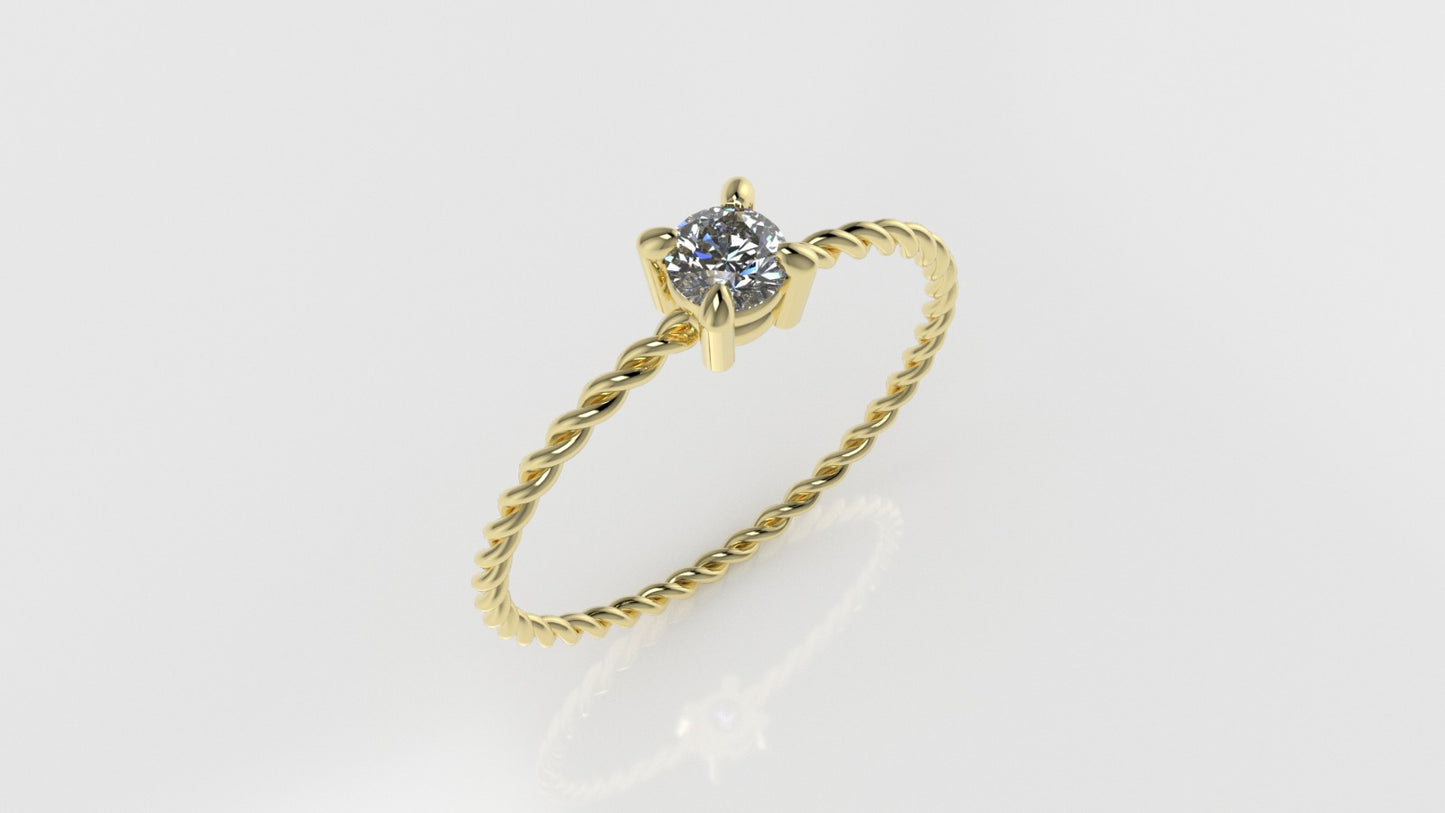14K 0.17ct. t.w. Skinny Twist Diamond Gold Ring