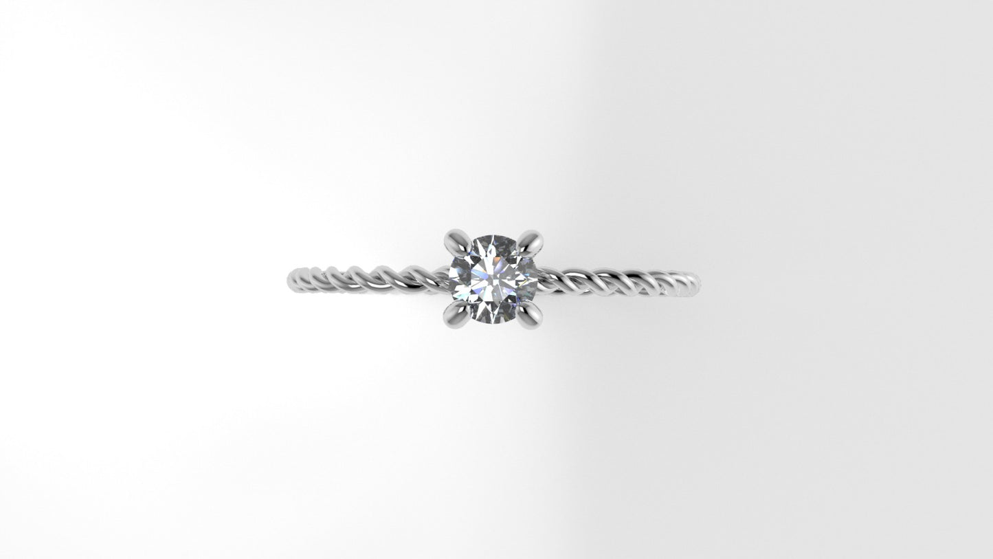 14K 0.17ct. t.w. Skinny Twist Diamond Gold Ring