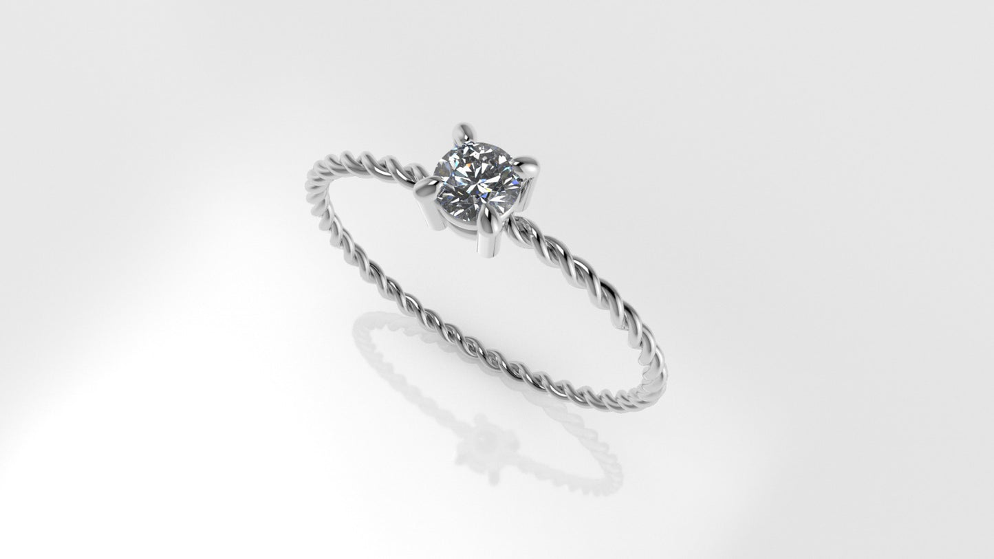 14K 0.17ct. t.w. Skinny Twist Diamond Gold Ring