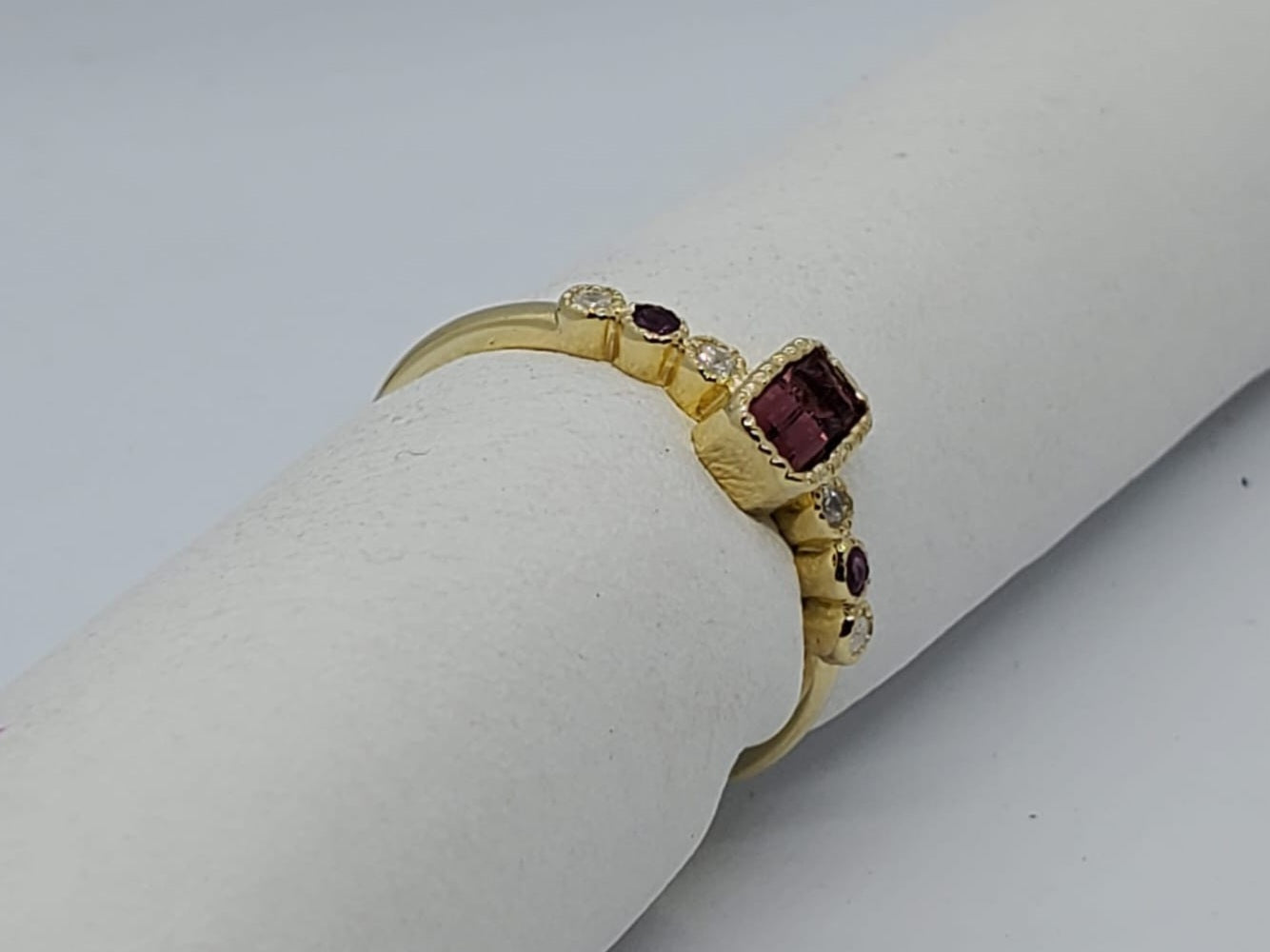 14K Tourmaline Stone & Diamond Gold Ring