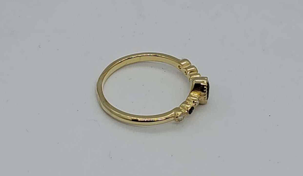 14K Sapphire & Natural Diamonds Oval Ring