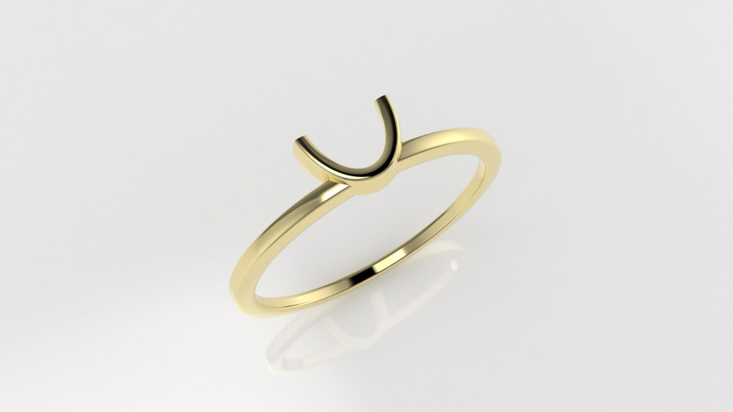 14K Gold Moon Ring