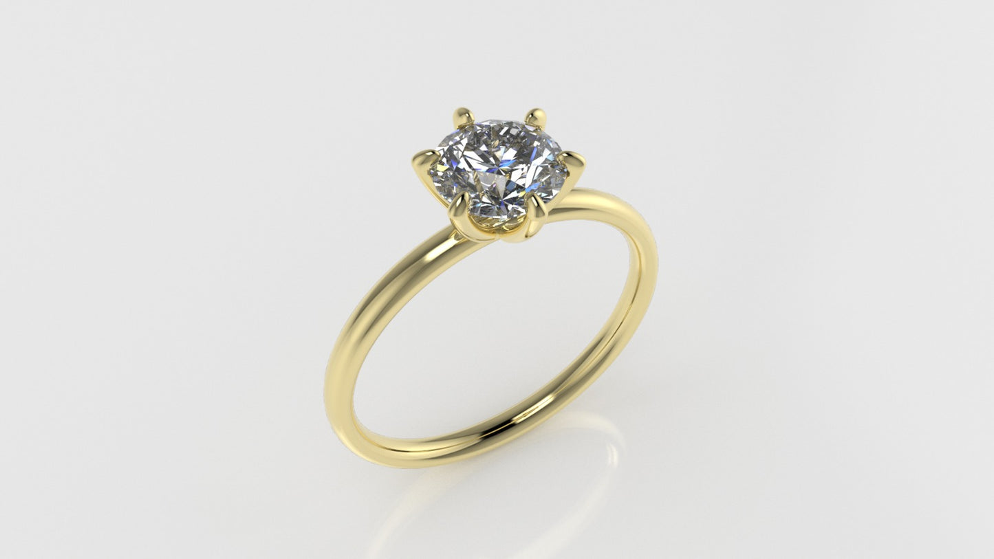 14k Gold Solitaire Ring with 1 Diamond