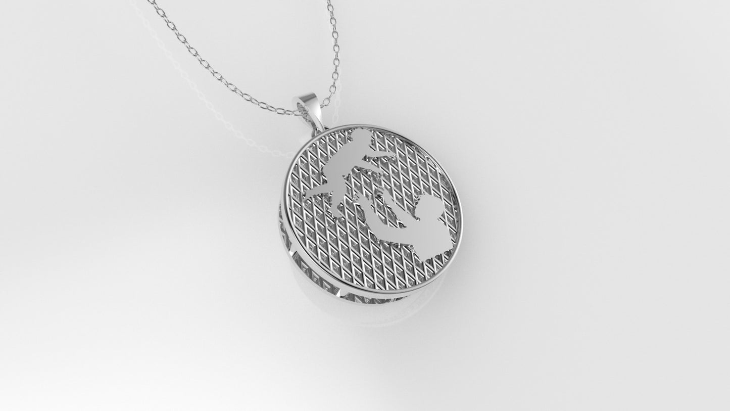 14K Gold Pendant, Dad and Son Silhouette