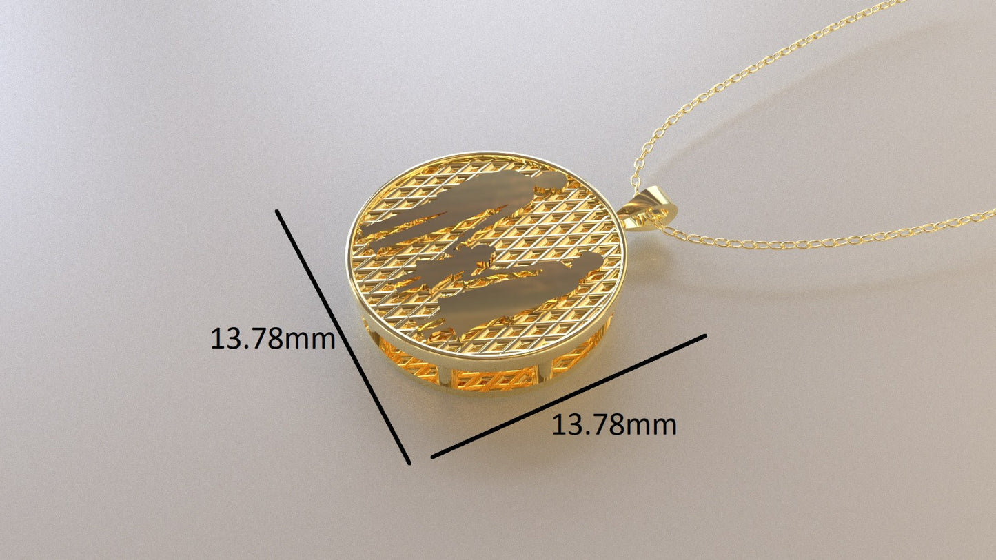 14K Gold Pendant, Silhouette of Mother, Father and Daughter holding hands