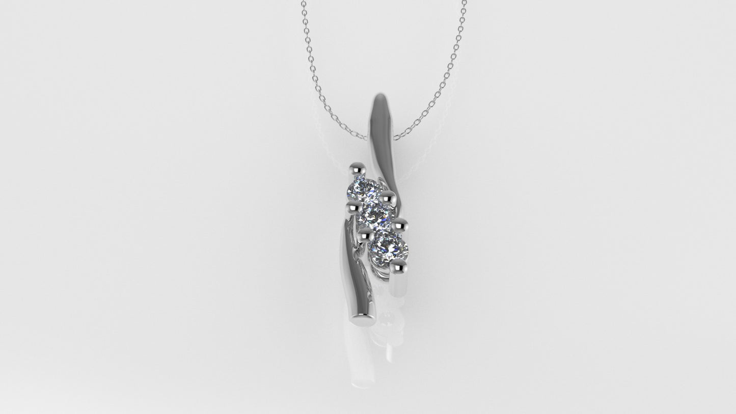 14K Gold Pendant with 3 DIAMONDS 3mm, "STT: Prong"