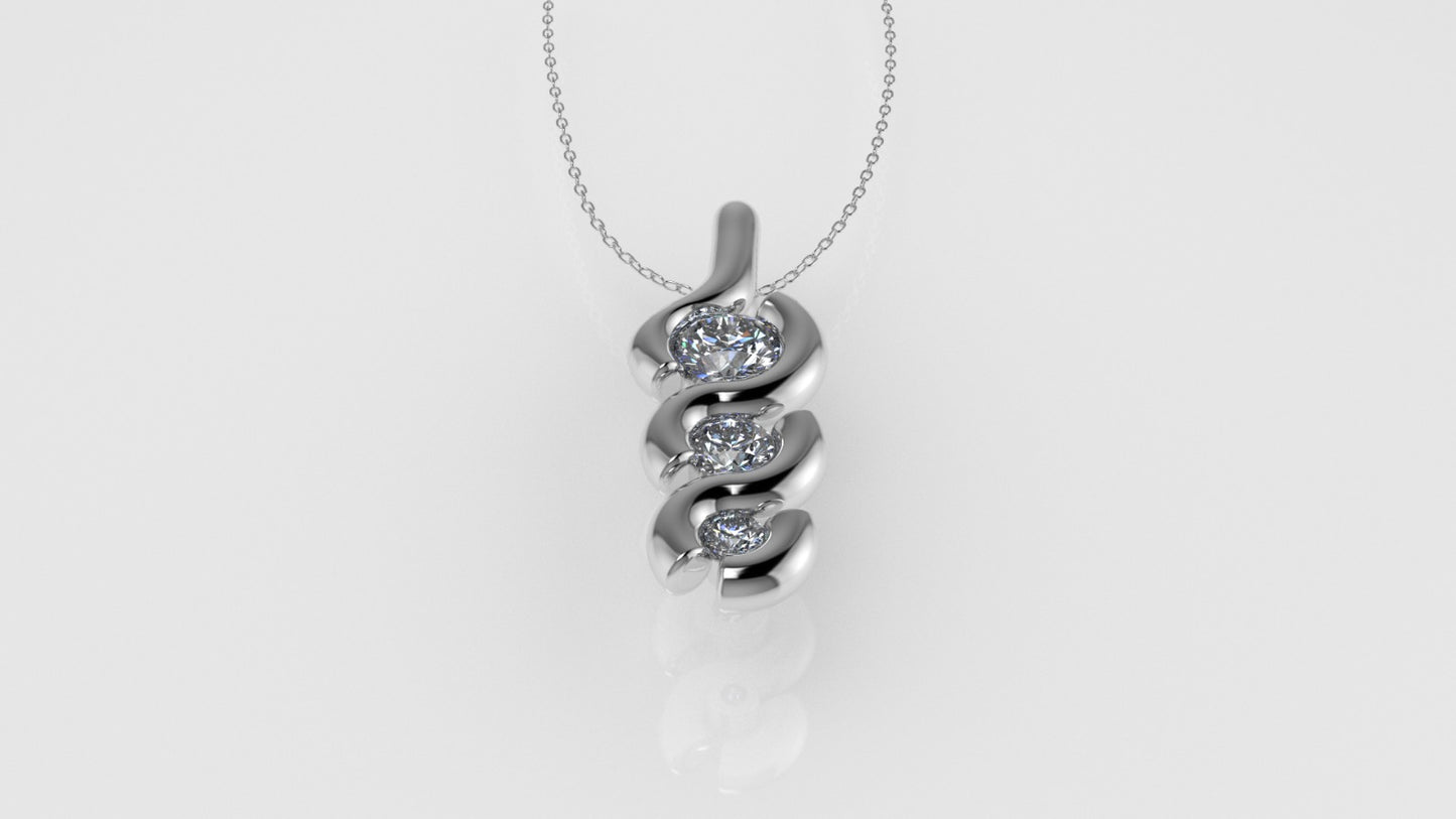 14K Gold Pendant with 3 DIAMONDS VS1, "STT: Bezel"