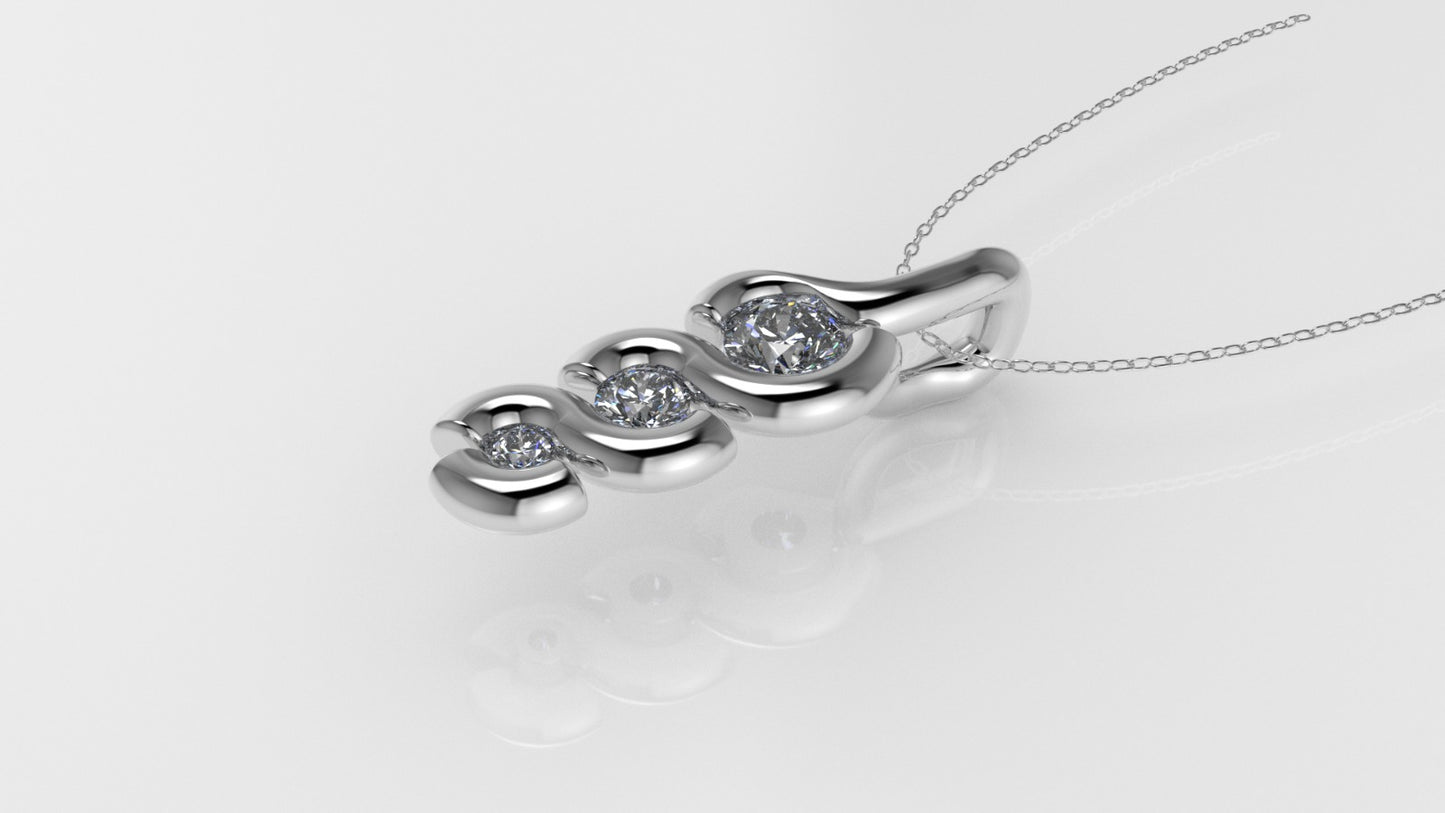 14K Gold Pendant with 3 DIAMONDS VS1, "STT: Bezel"