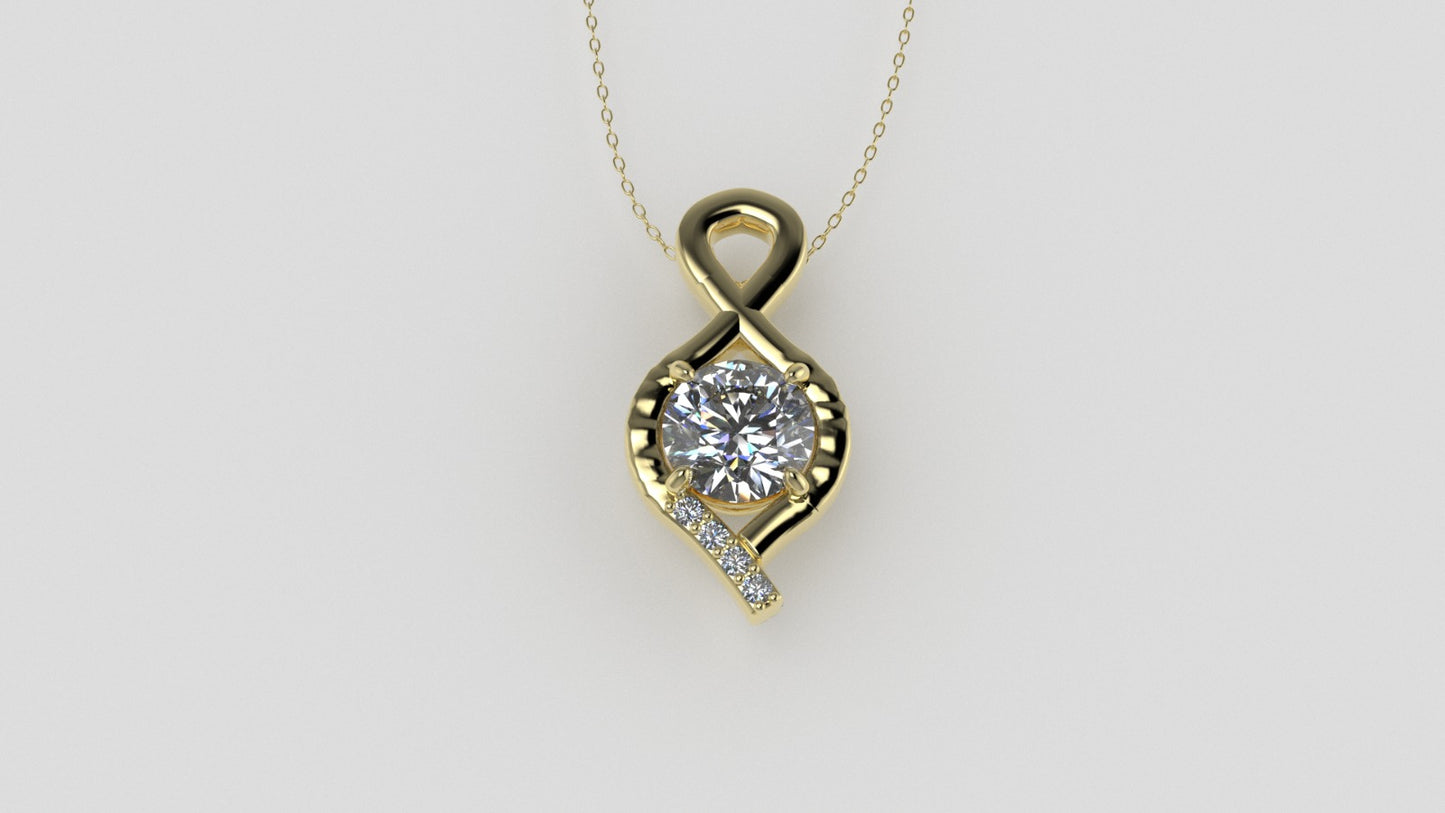 14K Gold Pendant with 5 DIAMONDS VS1, "STT: Prong"
