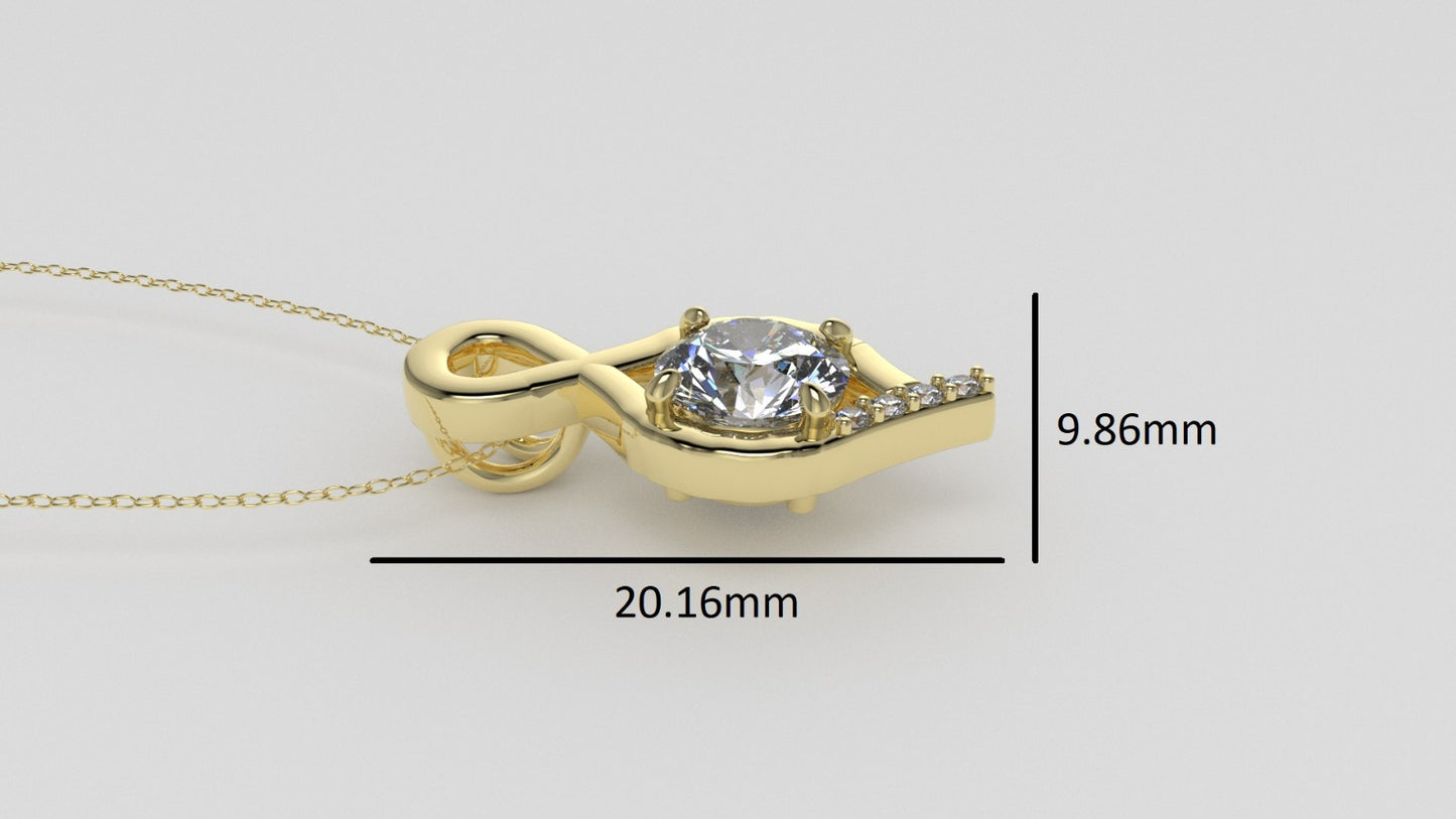 14K Gold Pendant with 5 DIAMONDS VS1, "STT: Prong"