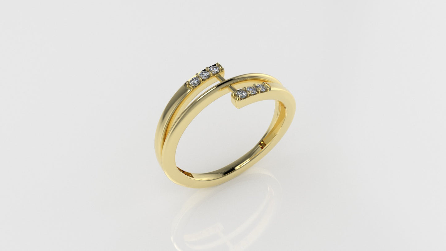 14K Ring with 6 DIAMONDS 1.5mm VS1, STT: Prong