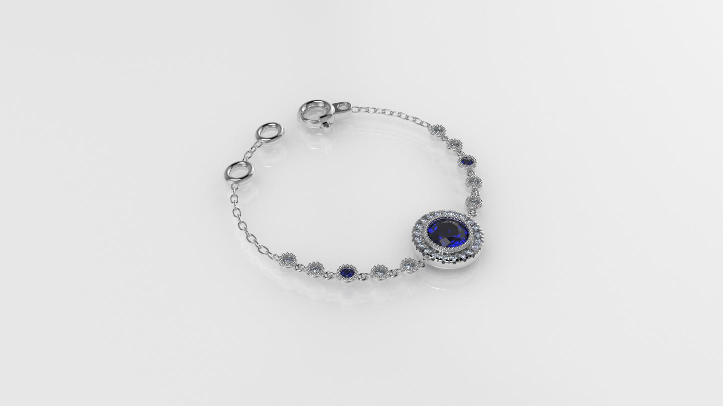 14K Bracelet with 32 Stones, "Stt: Bezel" Cut Split