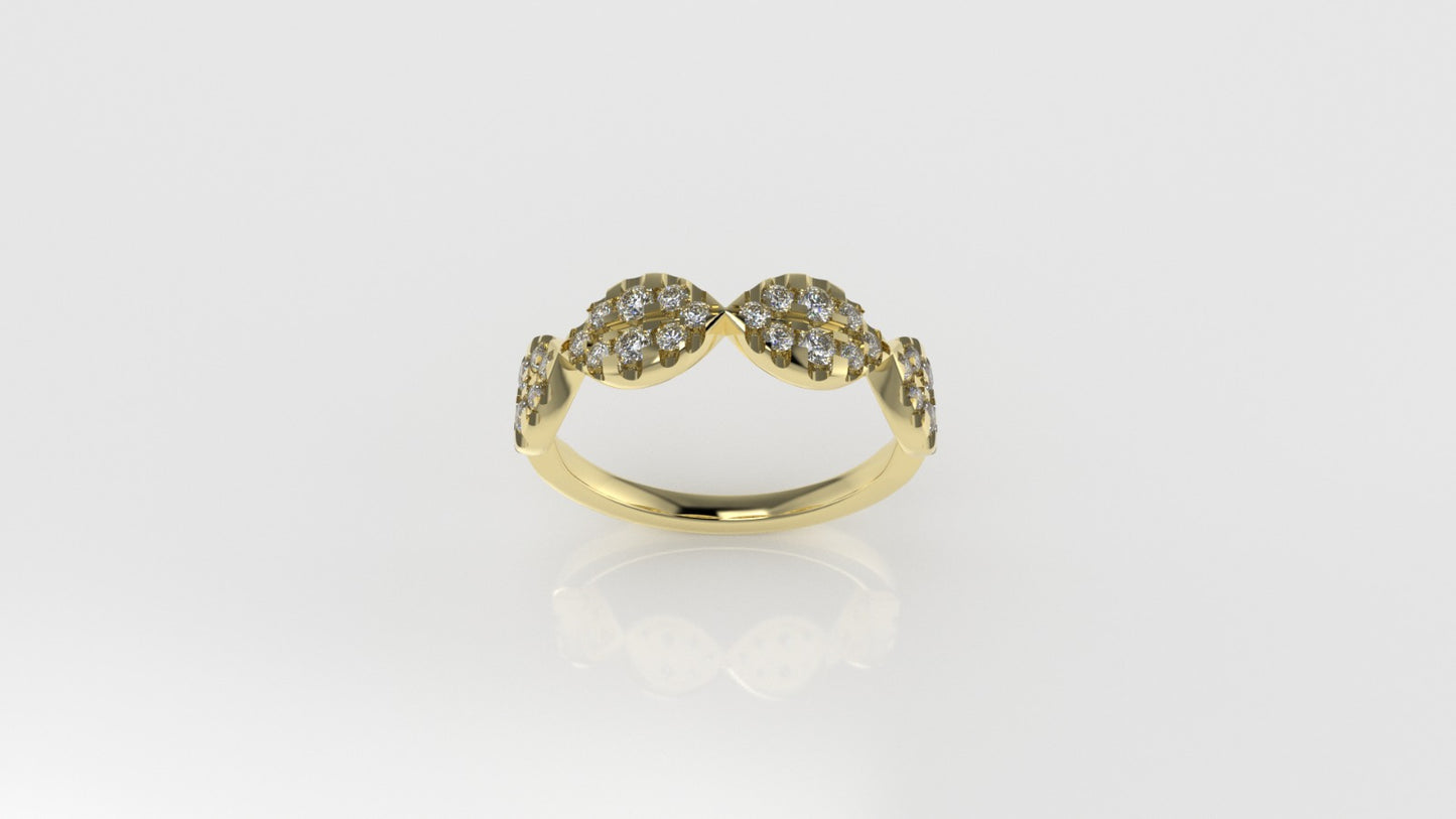 14K Ring with 32 DIAMONDS VS1, Cut Split