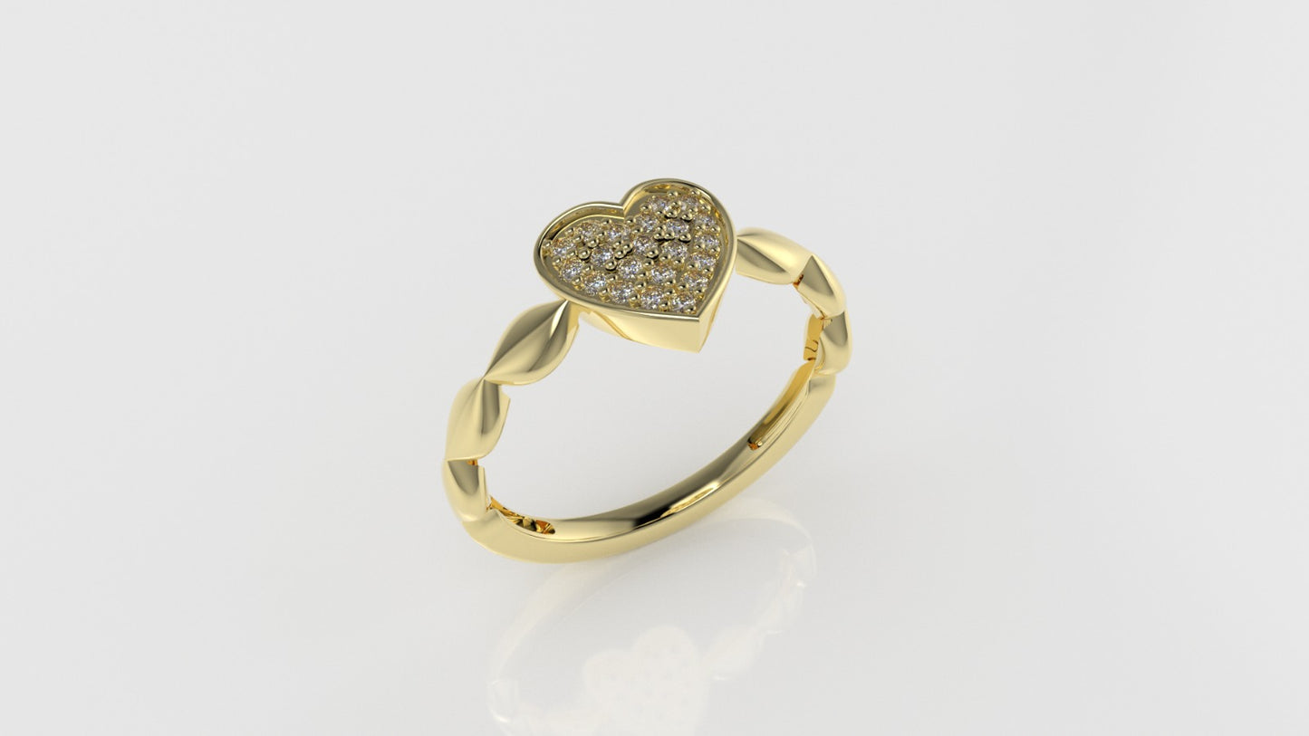 14K Gold Ring with 21 DIAMONDS 1.3mm VS1, STT: Prong