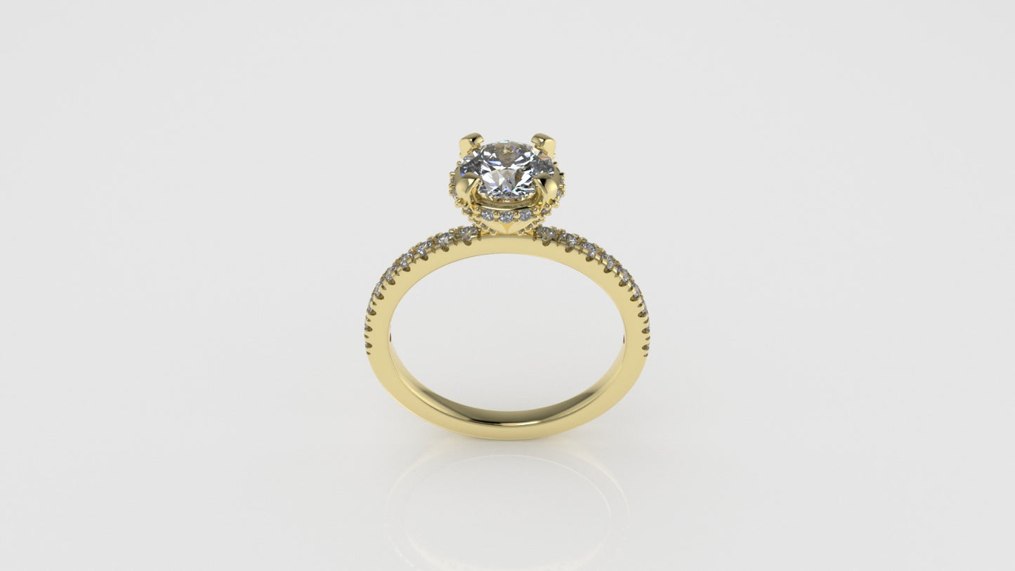 14K Gold Solitaire Ring with 47 DIAMONDS VS1, STT: Prong and Cut Split