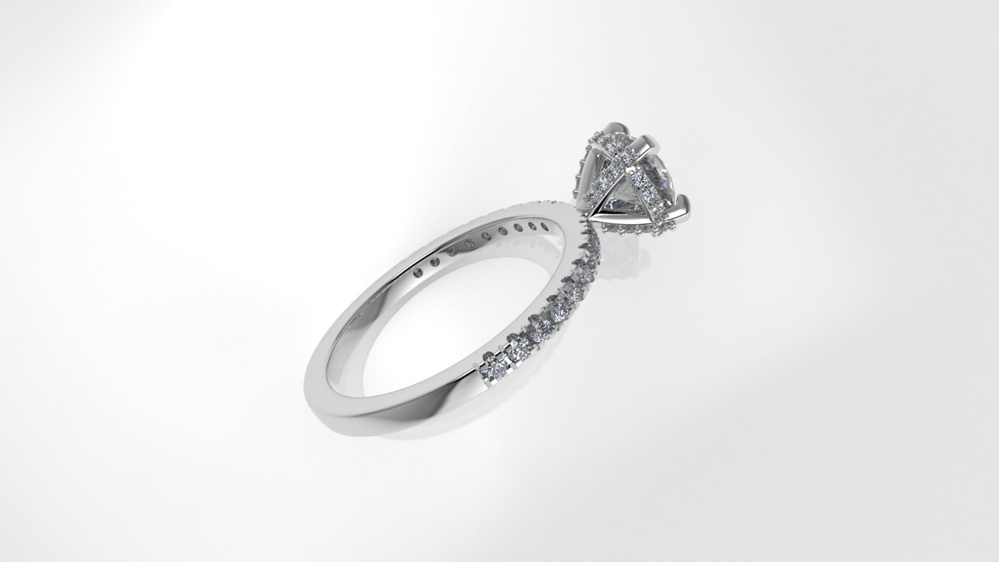 14K Gold Solitaire Ring with 47 DIAMONDS VS1, STT: Prong and Cut Split