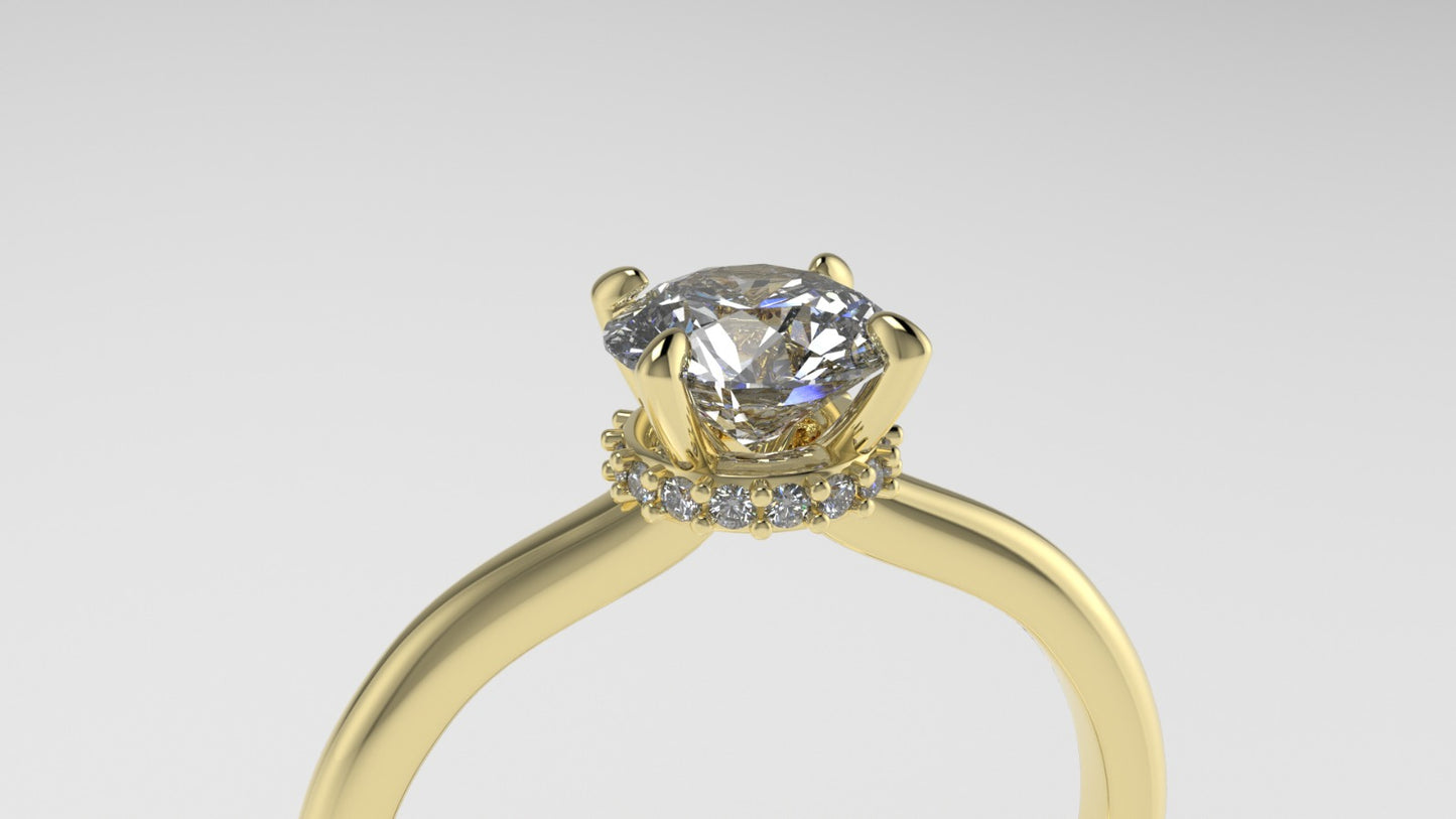 14K Solitaire Ring with 17 DIAMONDS VS1, STT: Prong