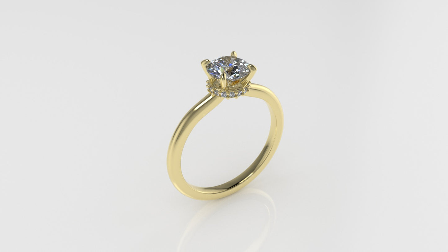 14K Solitaire Ring with 17 DIAMONDS VS1, STT: Prong