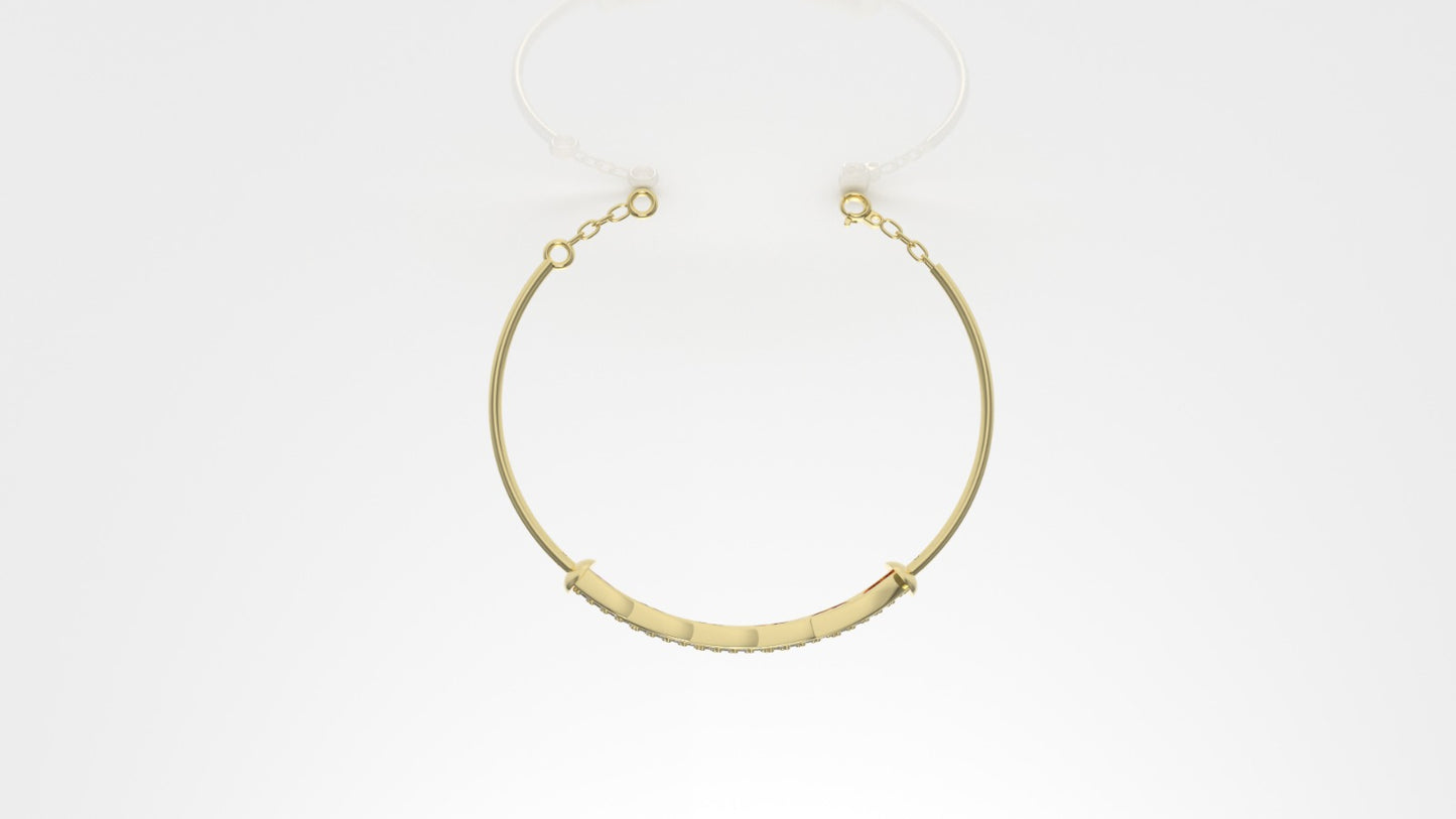 14K Bracelet with 25 Diamonds, "Stt: Prong", long 7 or 7 1/2 inch