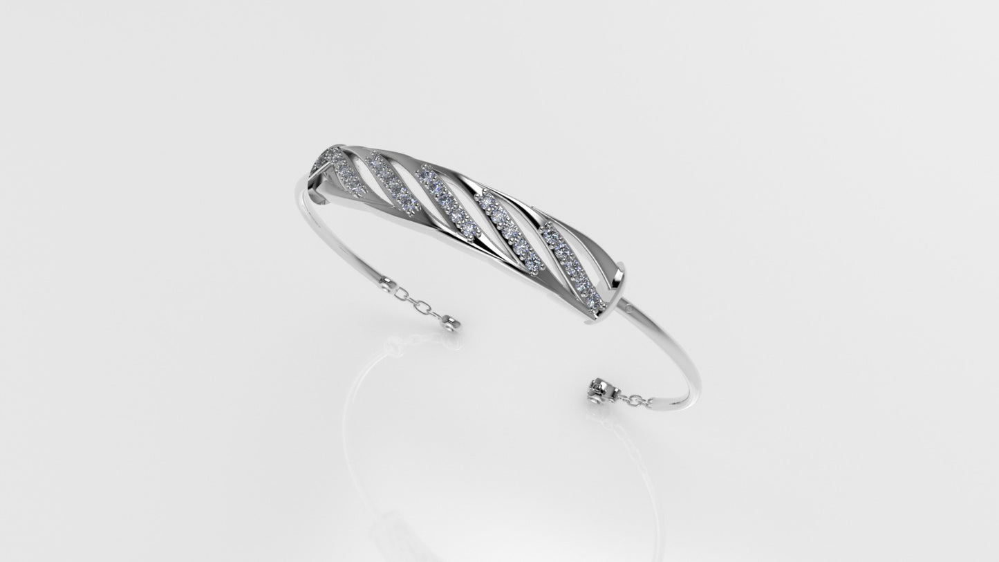 14K Bracelet with 25 Diamonds, "Stt: Prong", long 7 or 7 1/2 inch