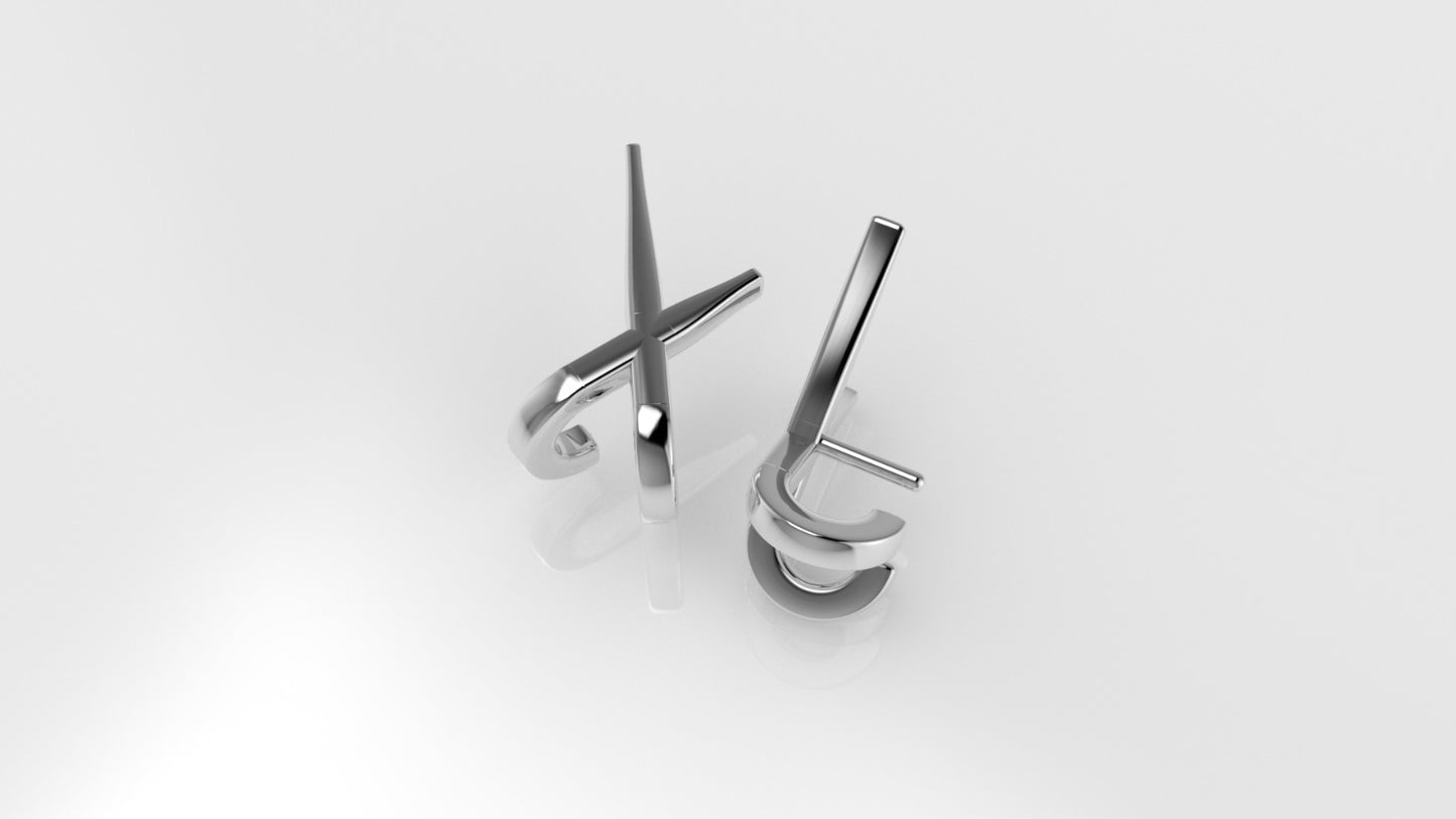 14k Gold Earrings, "X" Style