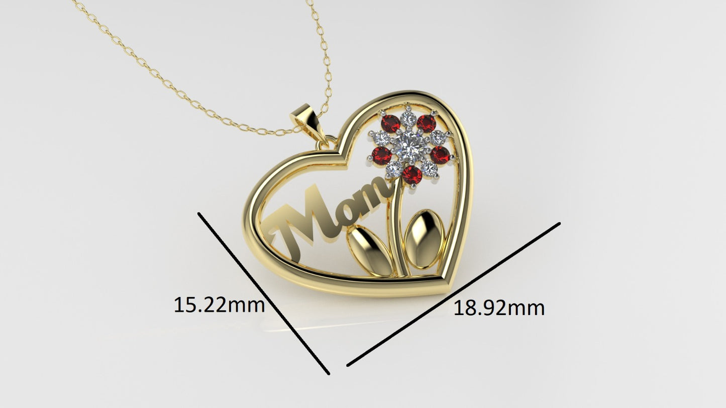 14K Pendant with 11 Stones, "STT: Prong", Heart Style