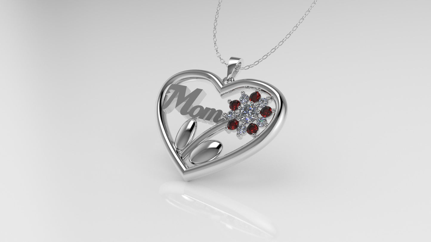 14K Pendant with 11 Stones, "STT: Prong", Heart Style