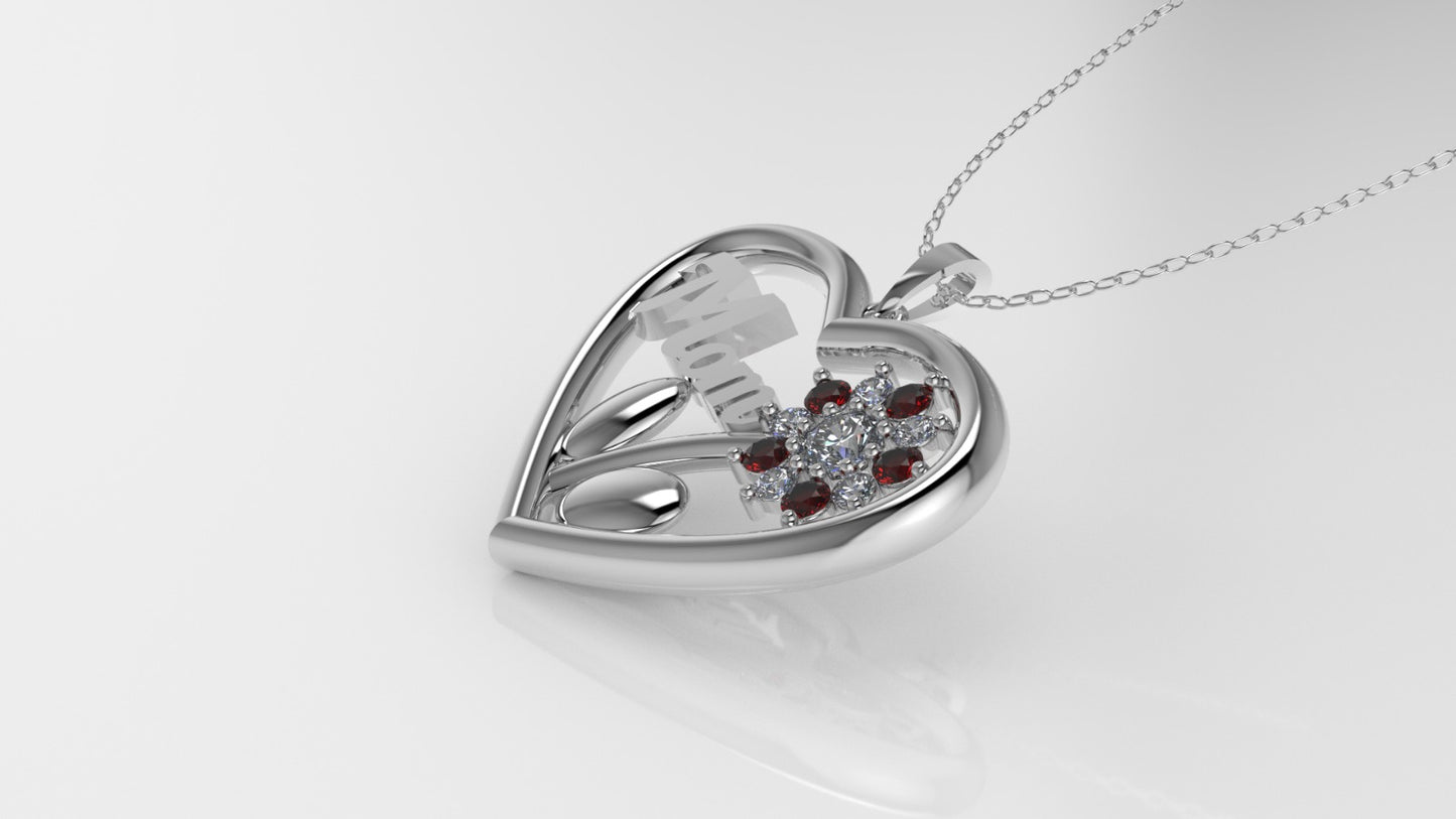 14K Pendant with 11 Stones, "STT: Prong", Heart Style