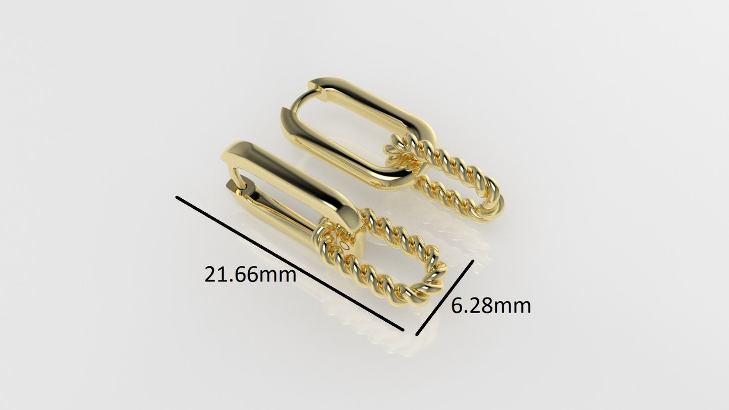 14k Gold Earrings, Rope