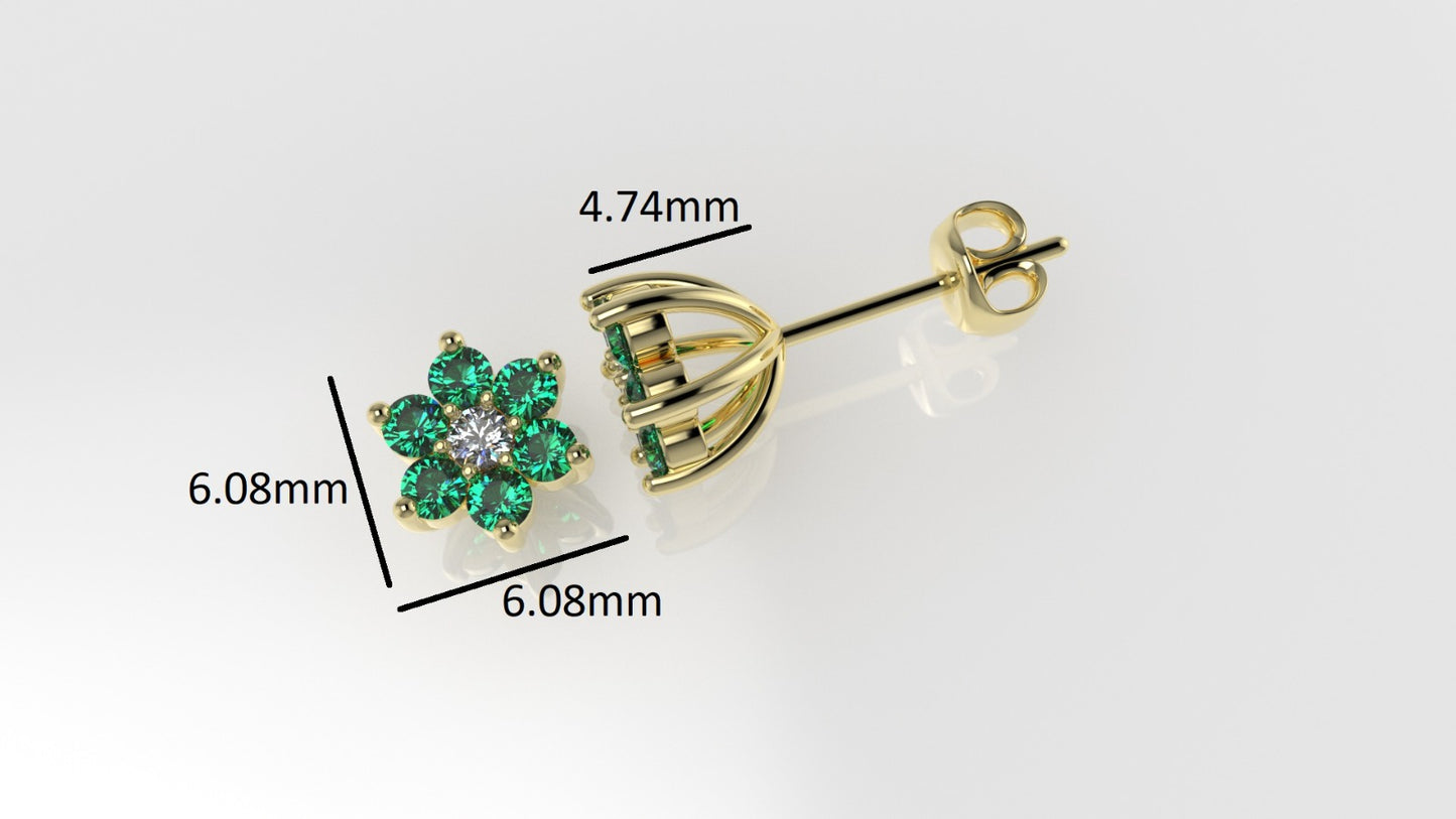 14k Earrings with 14 STONES VS1, "Stt: Prong", Star Style