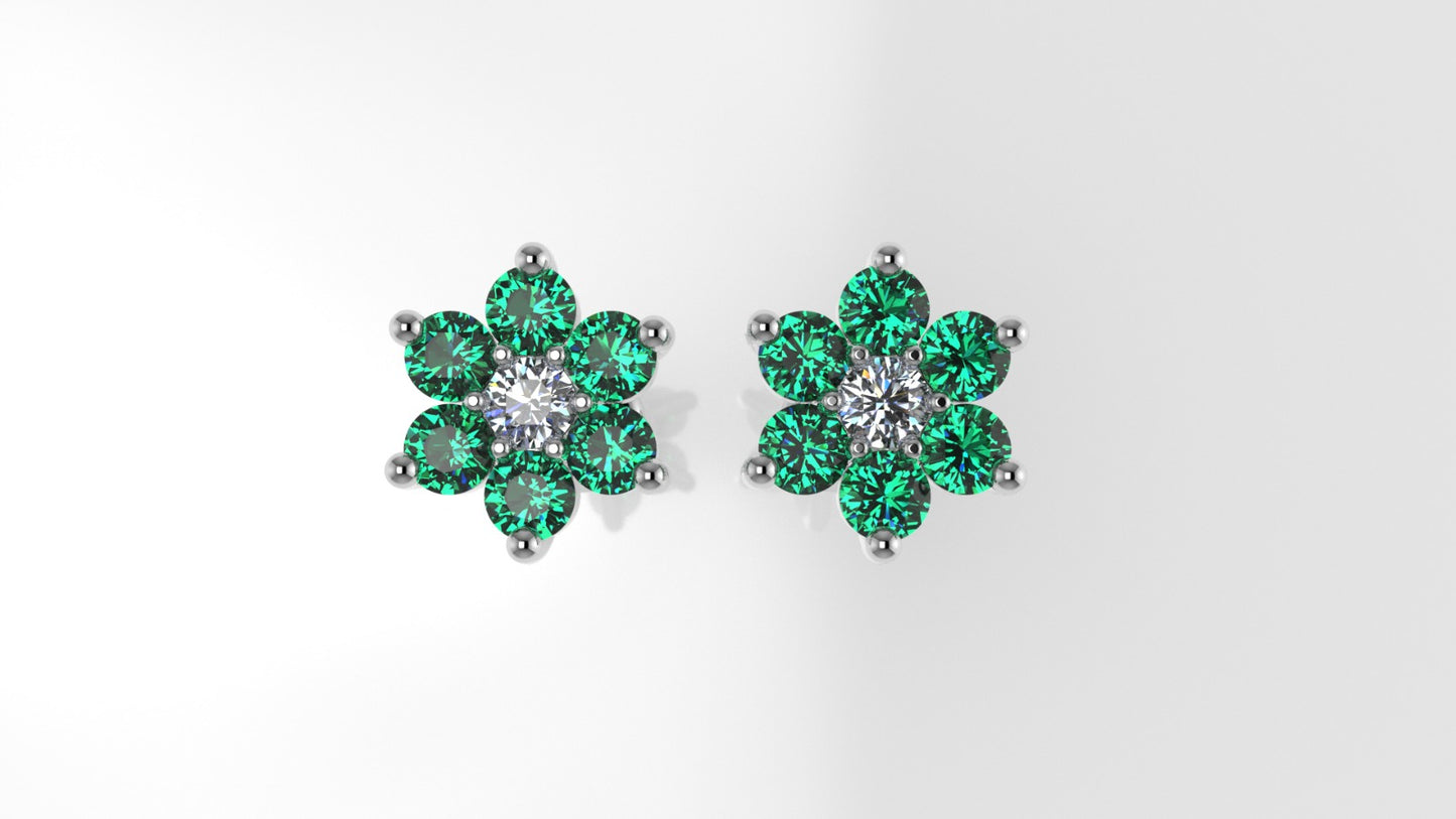 14k Earrings with 14 STONES VS1, "Stt: Prong", Star Style