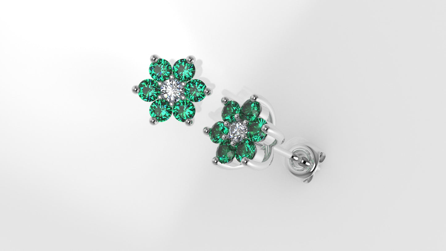 14k Earrings with 14 STONES VS1, "Stt: Prong", Star Style