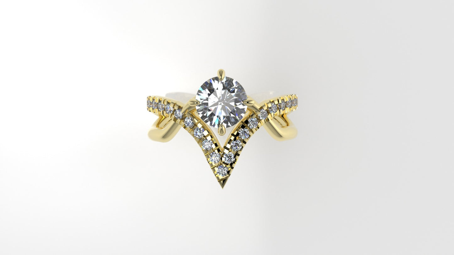 14K Ring with 24 DIAMONDS, Cut: Split, Stt: Prong