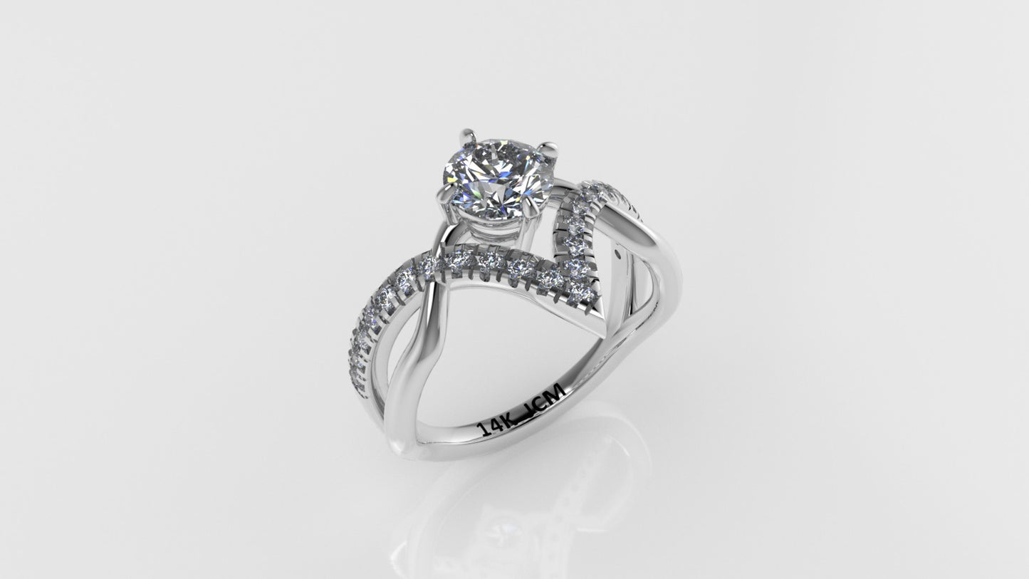 14K Ring with 24 DIAMONDS, Cut: Split, Stt: Prong