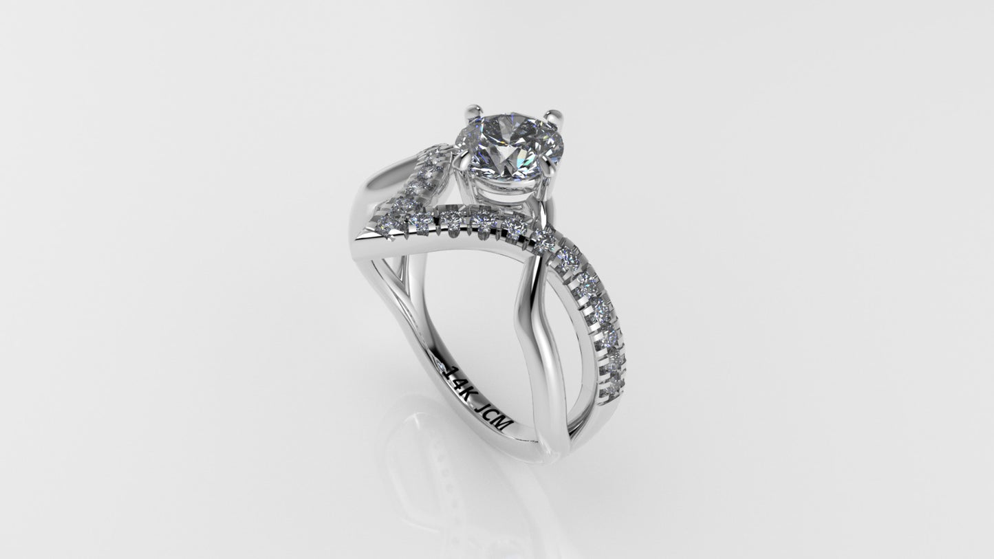 14K Ring with 24 DIAMONDS, Cut: Split, Stt: Prong